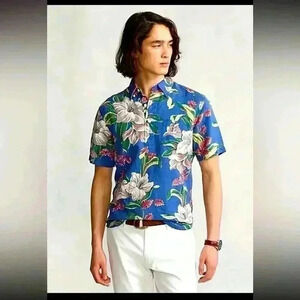 NWT Polo Ralph Lauren Men's Floral Linen-Blend Tropical Print Shirt